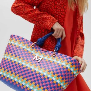 Capazo trenzado multicolor AZUL-MULTICOLOR Lola Casademunt