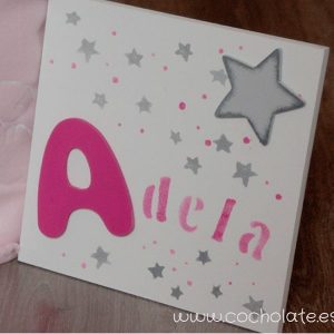 Cuadro Bebé Estrellas Gris