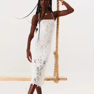 Vestido midi encaje blanco