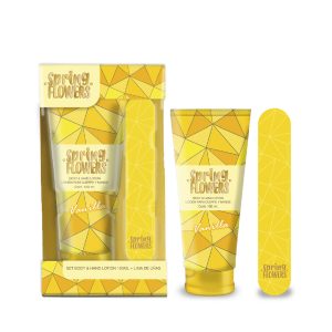 ESTUCHE LOCION PARA CUERPO Y MANOS 100ML VAINILLA + LIMA UÑAS SPRING FLOWERS