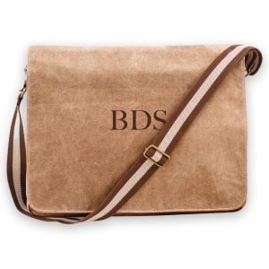 Bolsa mensajero vintage personalizada con bordado