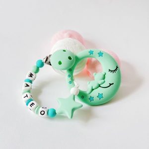 Chupetero de silicona con mordedor luna